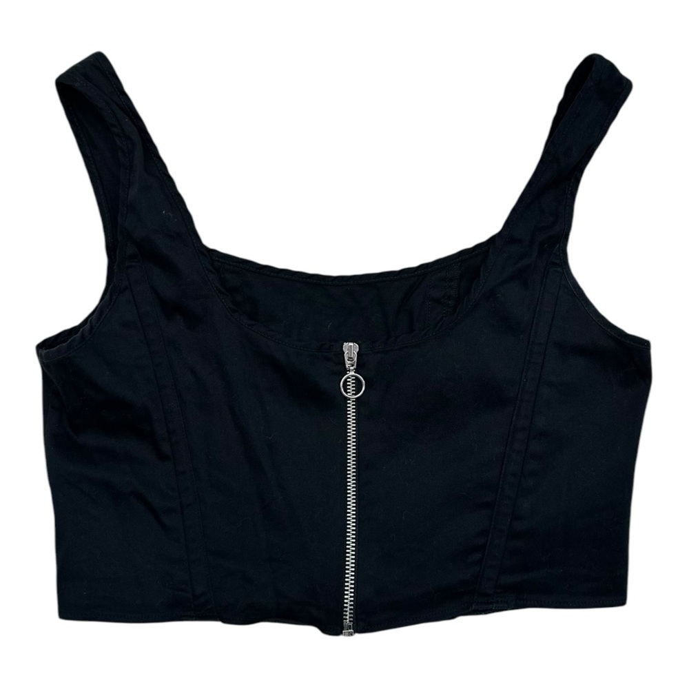 Topshop Black Zipper Corset Top Womens 6 - Picture 5 of 5